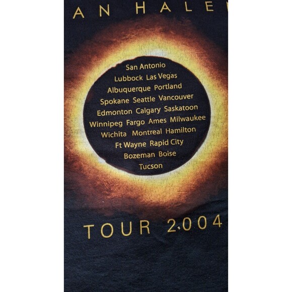 Vintage Van Halen Men's Flaming Globe VH Rings Logo Black T-Shirt Size XL - Picture 10 of 11